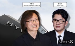 주병기 공정거래위원장 후보자(왼쪽)와 방시혁 하이브 의장. /그래픽=김은옥 기자