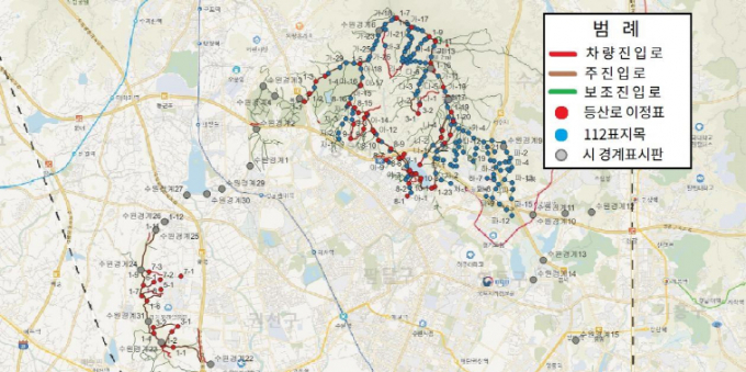 수원시가 제작한 광교산·칠보산 전자지도. /사진제공=수원시