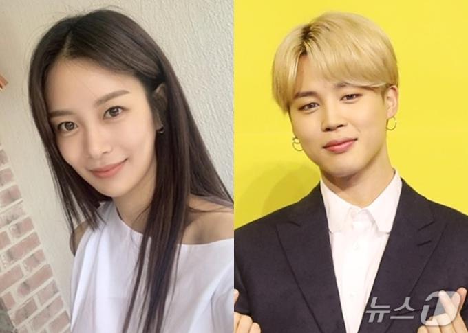 송다은(왼쪽)과 방탄소년단 지민