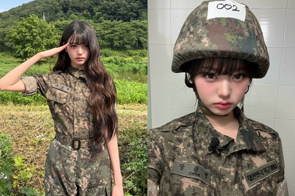 아이브 장원영의 장원영이 군복 패션과 함께 미모를 뽐냈다. /사진=장원영 인스타그램