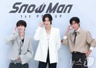 ‘일본 국민 아이돌’ 스노우맨(Snow Man) 후카자와 타츠야(왼쪽부터)와 라울, 메구로 렌이 K-PIOP 성지 성수동에 팝업 스토어를 오픈했다. ⓒ News1 권현진 기자