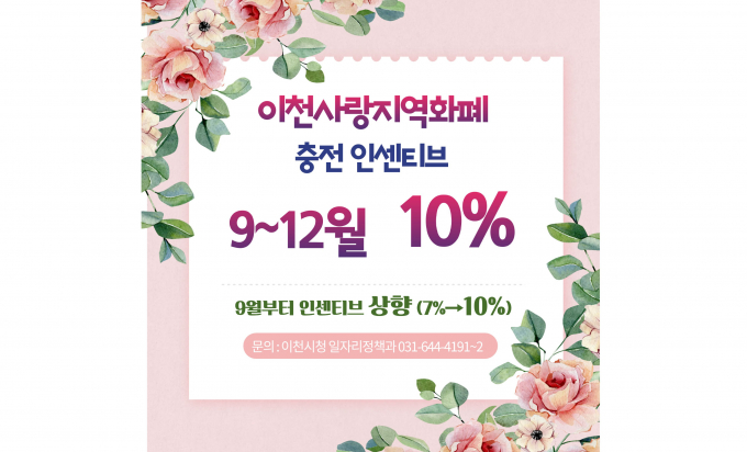 이천사랑지역화폐 충전 인센티브 안내문. /사진제공=이천시