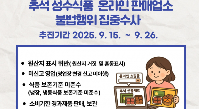 경기도 추석 성수식품 온라인 판매업소 수사 안내. /사진=경기도