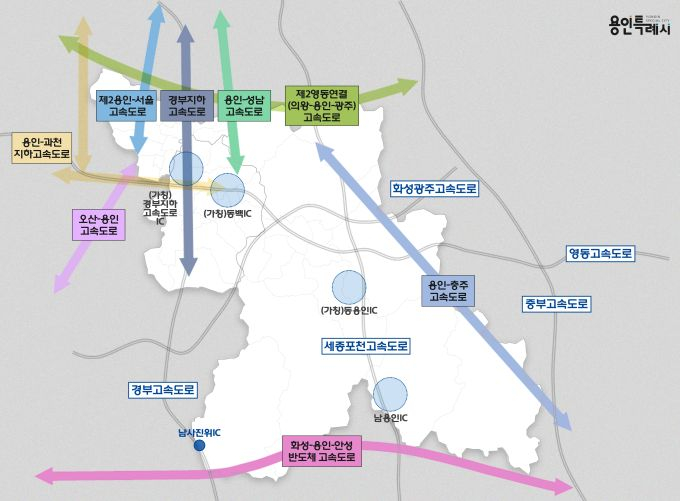 용인특례시에서 추진되고 있는 8개 고속도로와 4개 나들목(IC) 위치도. /사진제공=용인특례시  