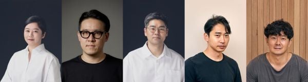 젊은건축가상 수상자에 왼쪽부터 강정윤,이창규, 김선형, 정이삭, 홍진표
