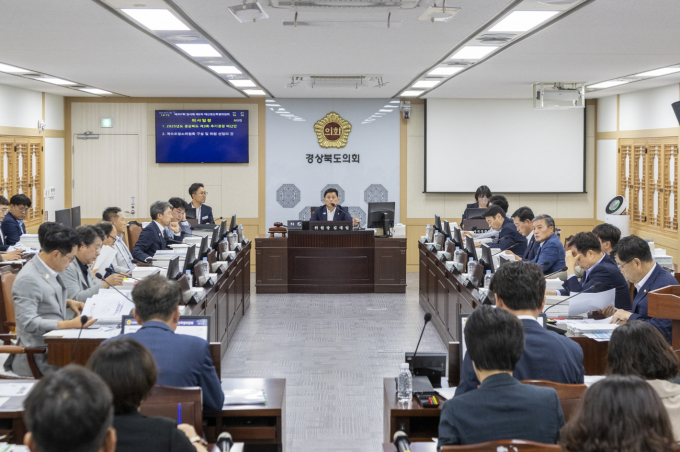 경북도의회  예산결산특별위원회가  2일 ‘2025년도 제3회 추가경정 예산안’을 심사하고 있다./사진제공=경북도의회