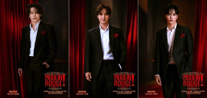 뮤지컬 '물랑루즈!'에서 크리스티안 역을 맡은 홍광호(왼쪽부터), 이석훈, 차윤해(CJ ENM 제공)