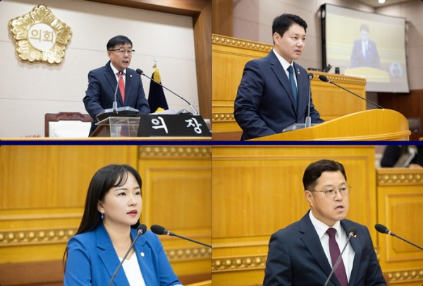 양주시의회가 5일 제380회 임시회를 개회했다. (사진위로부터 시계방향) 윤창철 의장, 한상민 의원, 이지연 의원, 김현수 의원. /사진제공=양주시의회