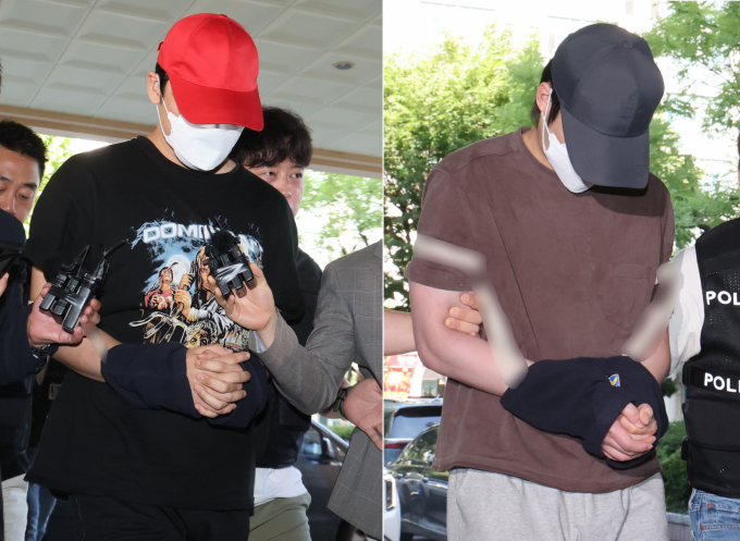 서울 서대문구 인근 초등학교에서 세 차례 학생들을 유괴하려고 시도한 20대 남성 2명이 구속을 면했다. 사진은 초등학생들을 유괴하려 한 혐의로 긴급체포된 20대 남성 3명 2명이 5일 오전 서울 마포구 서울서부지방법원에서 열린 구속 전 피의자심문(영장실질심사)에 출석하는 모습. /사진=뉴스1