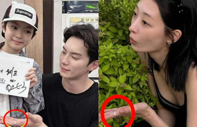 이채민 연인 류다인과 커플링을 낀 모습이 포착됐다. /사진=SNS 계정 캡처