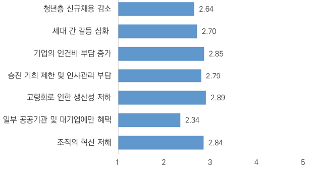 법적 정년 연장으로 인한 우려 사안. /자료=경기도일자리재단