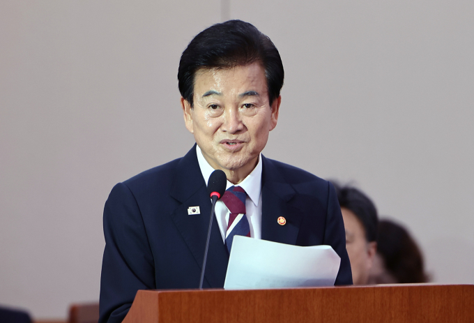  정동영 통일부장관의 공직선거법 사건의 항소심 선고기일이 오늘 열린다. 사진은 지난달 20일 오전 서울 여의도 국회 외교통일위원회 전체회의에서 발언한 정동영 통일부 장관. /사진=뉴시스