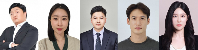  제7회 안양시 청년상 수상자. (왼쪽부터) 김영진 린온컴퍼니 대표, 윤소연 퍼클 대표, 장대연 한경국립대 조교수, 조규원 안양시청 직장운동부 육상코치, 우수지 비엔에스컴퍼니 대표. /사진제공=안양시