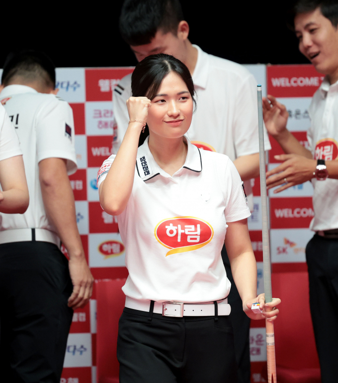 PBA 팀리그 2라운드 2위 하림이 3라운드 첫 경기에서 SK렌터카를 잡고 상승세를 이어갔다. 사진은 하림 박정현의 모습. /사진=프로당구협회(PBA) 제공