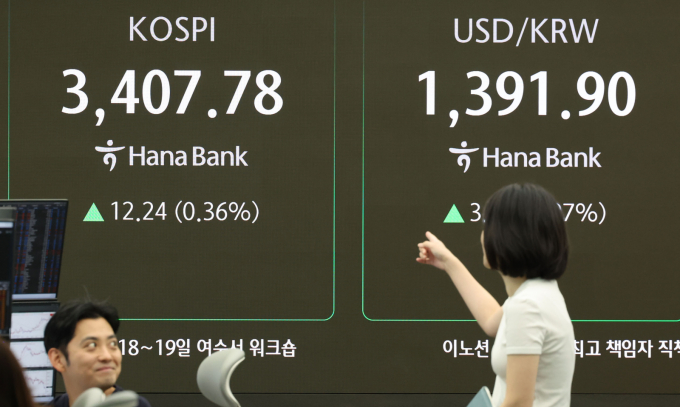 사진은 15일 서울 중구 하나은행 딜링룸. /사진=뉴시스