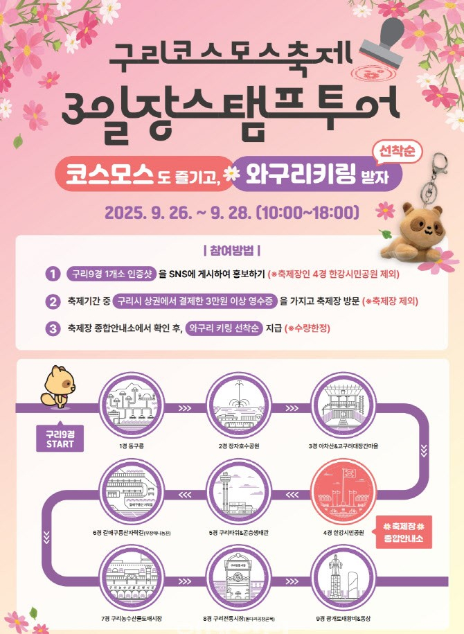 두리시 코스모스 축제 기간 '3일장 스탬프 투어 이벤트 홍보물. /사진제공=구리시