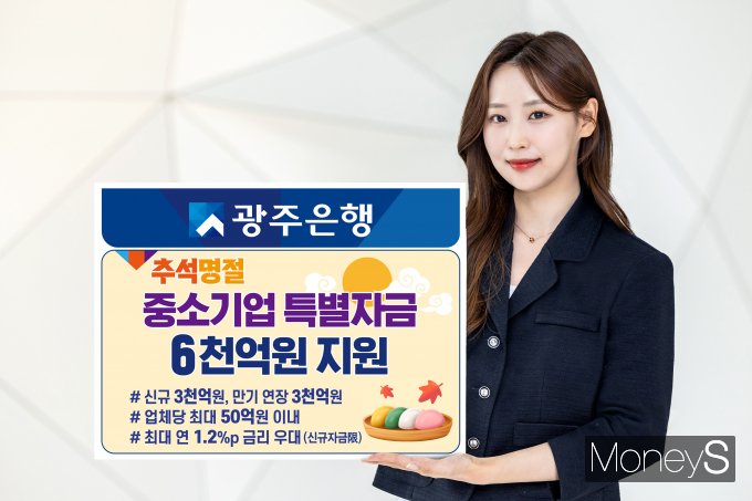 광주은행 브랜드전략부 직원이 추석 명절 중소기업과 소상공인을 위한 특별자금 지원을 알리고 있다/사진=광주은행 제공.