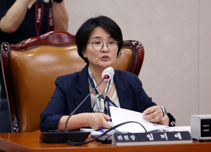 지난 9월10일 오후 서울 여의도 국회에서 열린 산불피해지원대책특별위원회 법안심사소위원회에서 임미애 소위원장이 발언하고 있다./사진제공=뉴시스