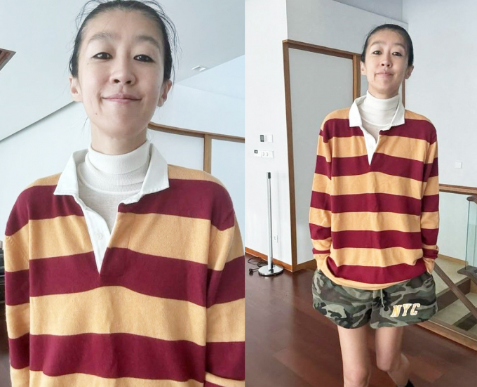 모델 출신 방송인 홍진경이 지난 24일 자신의 인스타그램에 근황을 알렸다. 사진은 홍진경이 레이어드룩을 선보이는 모습. /사진=홍진경 인스타그램 캡처