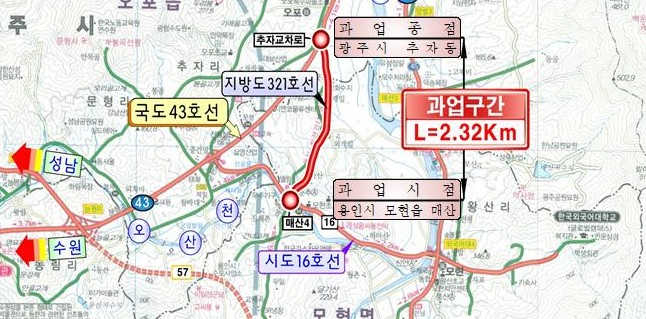  지방도 매산~일산 구간 위치도. /자료=경기도