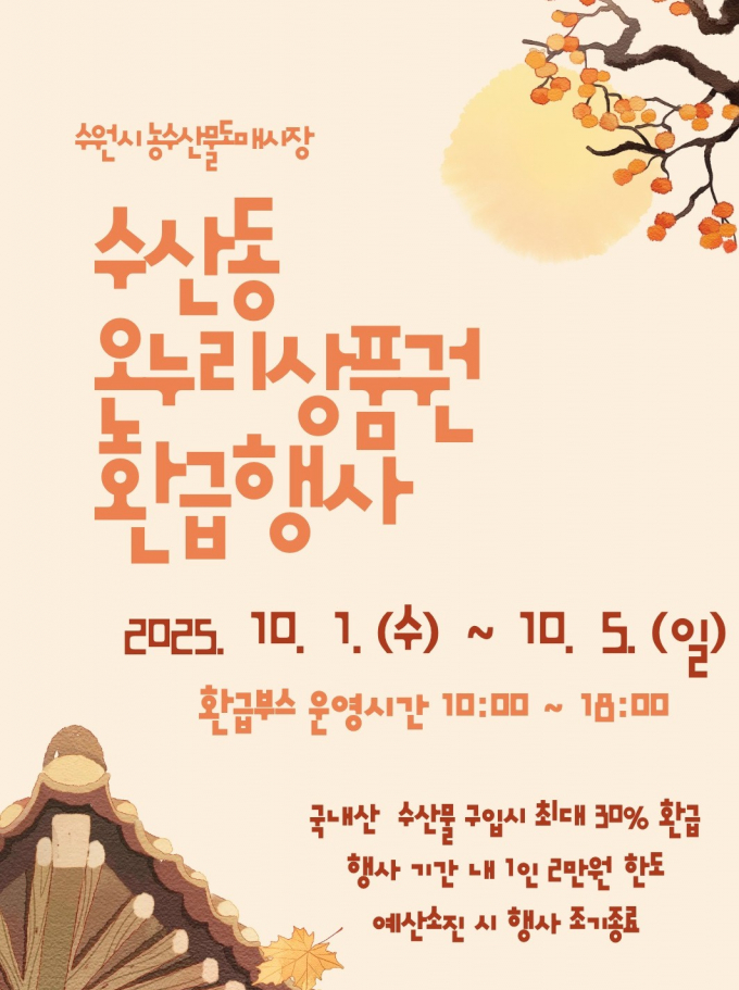 수원시농수산물도매센터 온두리상품권 환급행사 안내. /사진제공=수원시