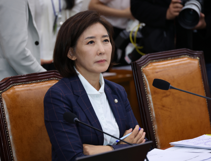 국정자원 화재를 두고 나경원 국민의힘 의원과 고민정 더불어민주당 의원이 공방을 벌이고 있다. 사진은 지난 24일 열린 법제사법위원회 전체회의에 참석한 나경원 국민의힘 의원. /사진=뉴시스