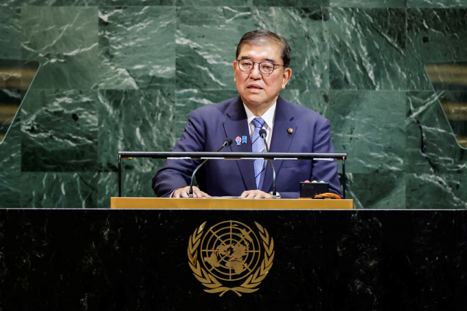 일본 언론이 이시바 시게루 일본 총리 방한에 대해 셔틀 외교를 통해 양국 관계 강화를 확인하고 차기 정권에 물려주기 위해서라고 분석했다. 사진은 이시바 총리가 지난 23일(현지시각) 미국 뉴욕 유엔본부에서 열린 제80차 유엔 총회에서 연설한 모습. /사진=로이터