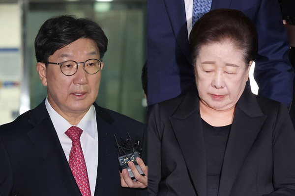 불법 정치자금 수수 혐의로 구속된 권성동 국민의힘 의원(왼쪽)과 한학자 통일교 총재(오른쪽)가 법원에 제기한 석방 요청이 기각됐다. /사진=뉴스1