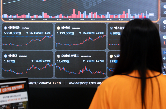 국내 스테이블코인 거래가 2024년 대비 크게 줄어들었다. 사진은 지난 8월26일 서울 서초구 빗썸 고객센터. /사진=뉴스1