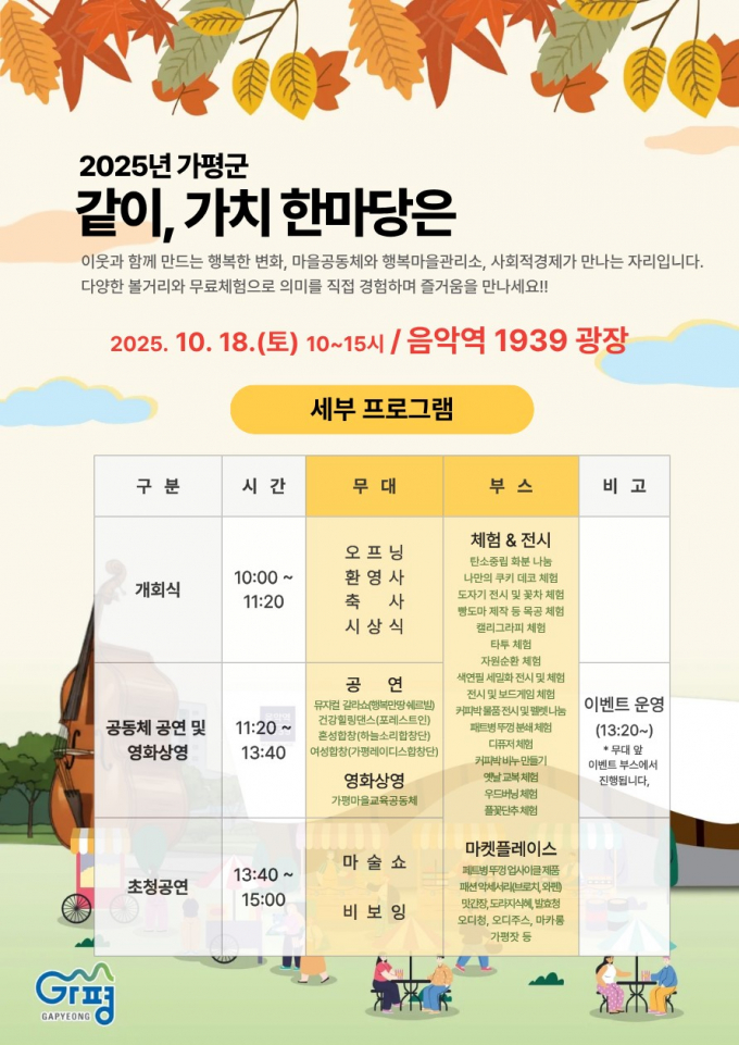‘2025 같이, 가치 한마당’축제 안내문. /사진제공=가평군