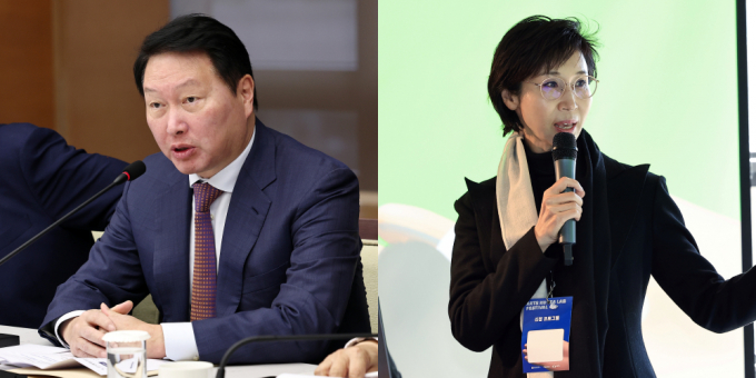 대법원이 오는 16일 최태원 SK그룹 회장(왼쪽)과 노소영 아트센터 나비 관장의 이혼 소송을 선고한다. /사진=뉴스1