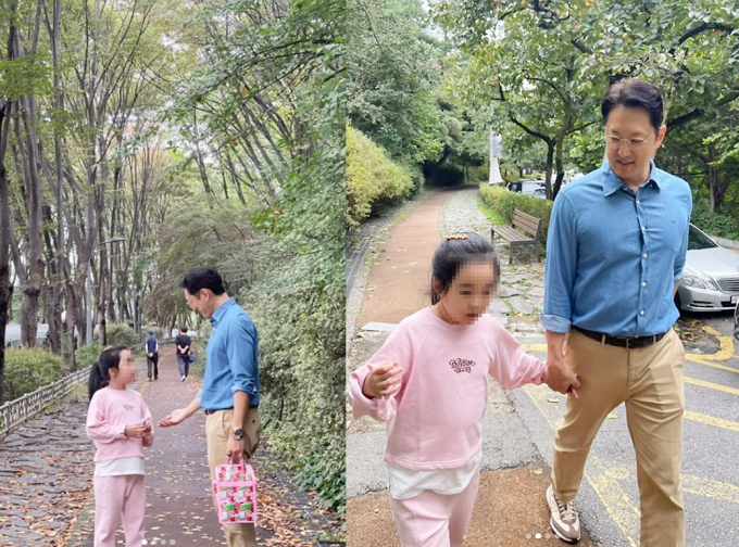 아나운서 출신 방송인 한석준이 갑작스럽게 쓰러진 이후 자신의 인스타그램에 근황을 전하며 회복 의지를 드러냈다. 사진은 한석준이 자신의 딸과 함께 산책을 하는 모습. /사진=한석준 인스타그램 캡처