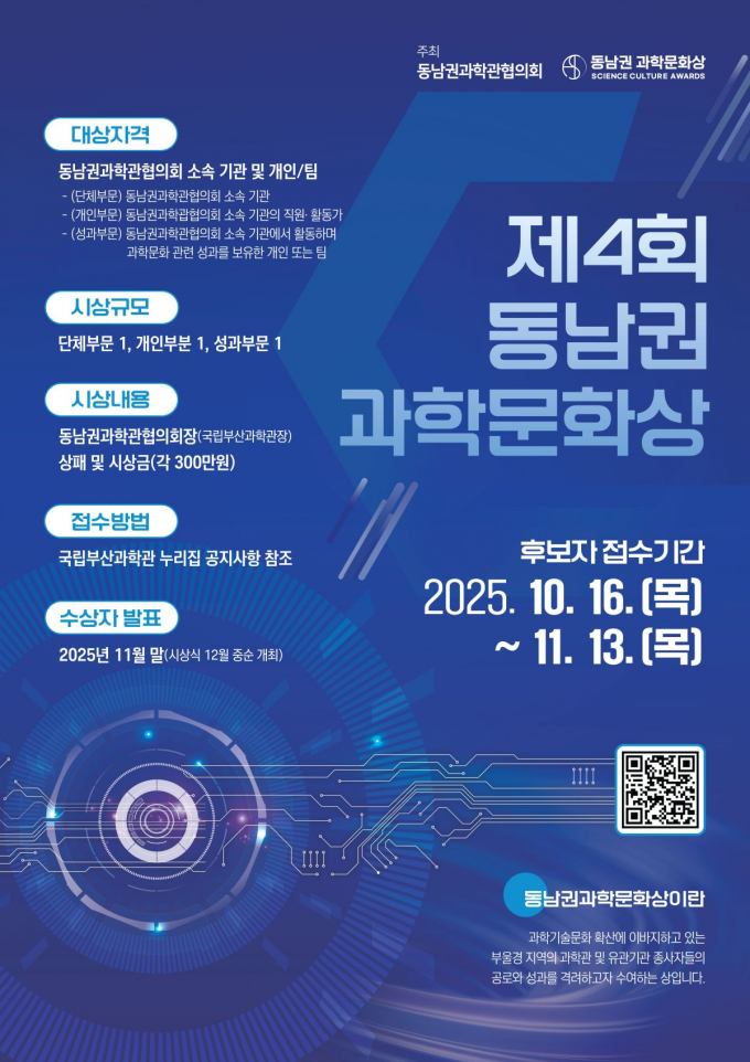 동남권 과학문화상 포스터/사진=국립부산과학관