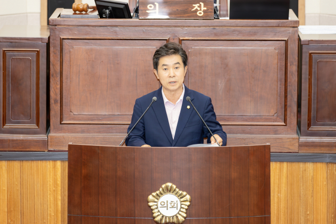 강승수 구미시의원이 본회의장에서 5분 자유발언을 하고 있다./사진제공=구미시의회