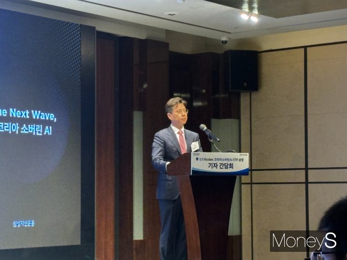 삼성자산운용이 ETF 100조원 돌파, 'KODEX 코리아소버린AI' 상장을 기념해 간담회를 개최했다. 사진은 박명제 삼성자산운용 부사장. /사진=머니S 이예빈 기자 