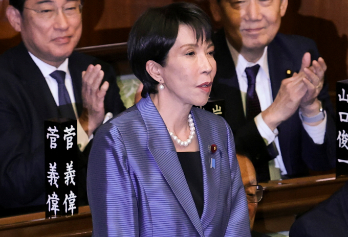 '여자 아베'라고 불리는 다카이치 사나에 일본 자민당 총재가 일본 제104대 총리로 선출됐다. 사진은 다카이치 총리가 21일 일본 도쿄 중의원에서 총리 선출 후 발언한 모습. /사진=로이터