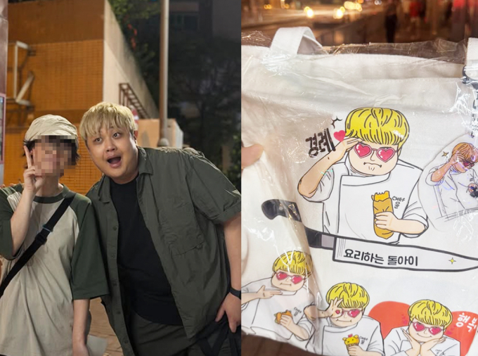 윤남노 셰프가 22일 자신의 인스타그램에 해외팬의 선물과 편지에 감동받은 사연을 고백했다. 사진은 윤남노 셰프가 자신을 기다려준 해외 팬과 찍은 모습과 팬으로부터 받은 선물. /사진=윤남노 인스타그램 캡처