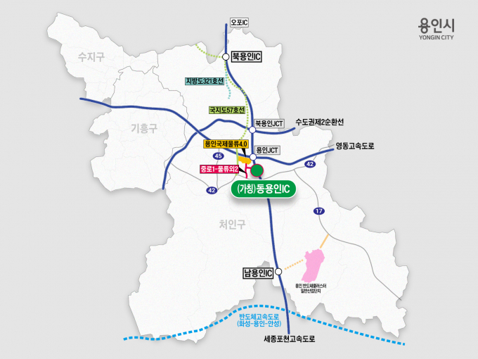 동용인IC 위치와 인근 주요 도로망, /사진제공=용인특례시