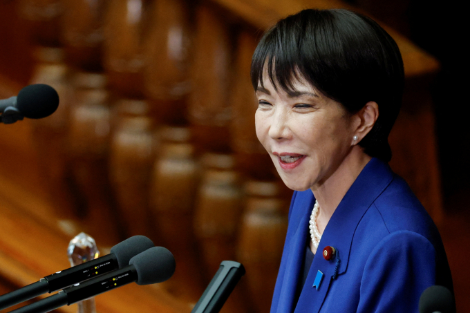다카이치 사나에 일본 총리가 25일 말레이시아로 출국했다. 사진은 지난 24일 다카이치 사나에 일본 총리가 도쿄 국회의사당에서 취임 후 첫 소신표명 연설을 하는 모습. /사진=로이터 