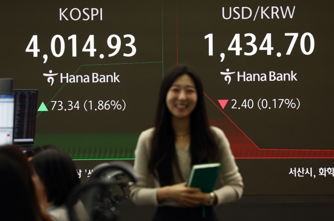 사진은 27일 서울 중구 하나은행 딜링룸. /사진=뉴스1