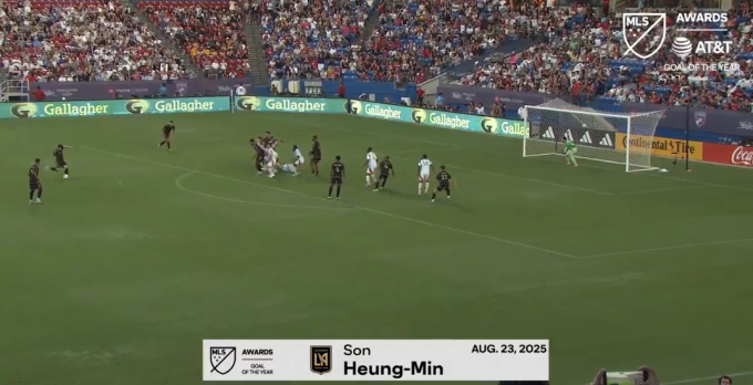 손흥민(LA FC)이 지난 8월 댈러스를 상대로 성공시킨 직접 프리킥 골이 미국 프로축구 메이저리그사커(MLS) 올해의 골로 선정됐다. 사진은 손흥민이 킥을 하는 장면. /사진=MLS 사무국 공식 홈페이지 영상 캡처