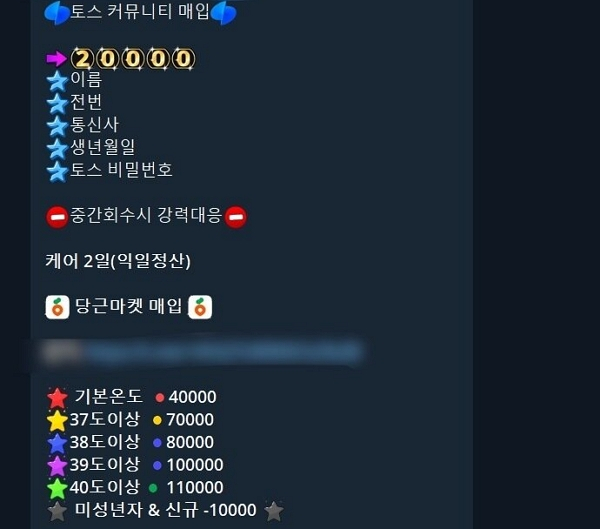 사진은 한 텔레그램 채널에 올라온 플랫폼 계정 가격표. /사진=뉴스1(텔레그램 캡처)
