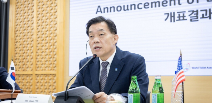 지난 27일 WTA 총회에서 제7대 회장으로 선출된 이재준 수원시장이 인사말을 하고 있다. /사진제공=수원시