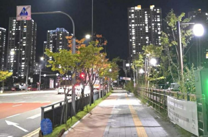 고효율 LED 조명으로 교체된 민락2지구 야간 전경. /사진제공=의정부시