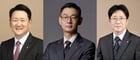 사진 왼쪽부터 (주)한화 건설부문 김우석 대표이사, 한화세미텍 김재현 대표이사, 한화임팩트 사업부문 양기원 대표이사. /사진=한화그룹