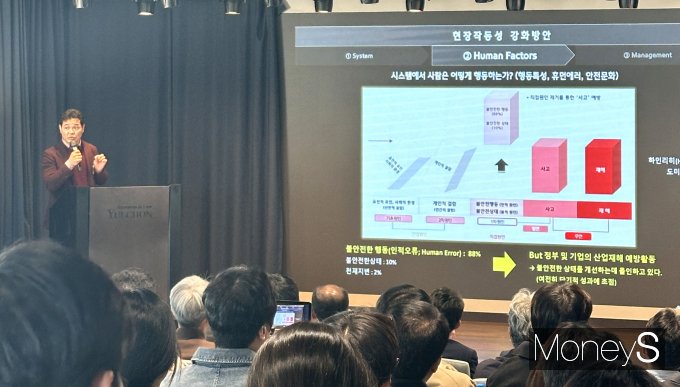  두 번째 세션에서 발표하는 김재형 이노세이프경영연구원 대표 모습. /사진=장동규 기자