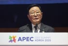 조석 HD 현대 부회장이 29일 경북 경주예술의전당에서 열린 아시아태평양경제협력체(APEC) CEO 써밋에서 ‘지’속가능한 미래를 위한 탄소 중립과 에너지 안보’를 주제로 연설하고 있다. / 사진=공동취재 