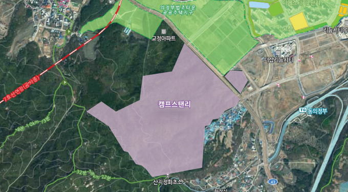 오는 31일 부터 개발제한구역 해제 기준이 완화되는  주한미군 반환공여구역 중 하나인 의정부 캠프스탠리 위치도. /사진제공=경기도