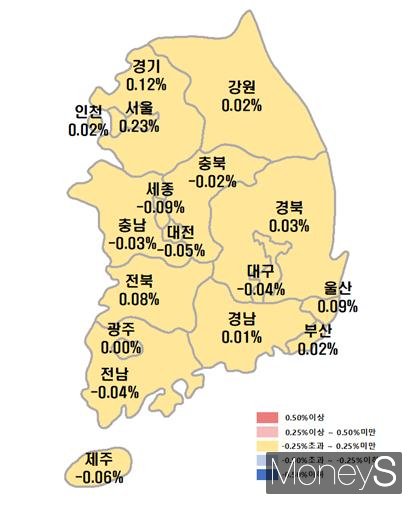 10월 27일 기준 시도별 아파트 매매가격/사진=한국부동산원 제공.