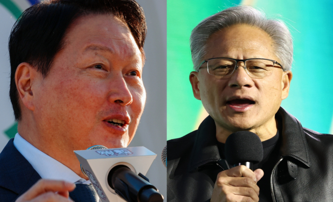 최태원 대한상공회의소 회장(왼쪽), 젠슨 황 엔비디아 CEO(오른쪽) /사진=뉴시스